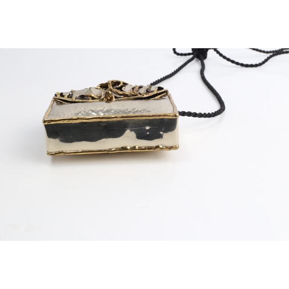 Vtg Handmade Artisan Mixed Metal Sea Life Themed Minaudiere' Evening Bag 1980's - Picture 16 of 16